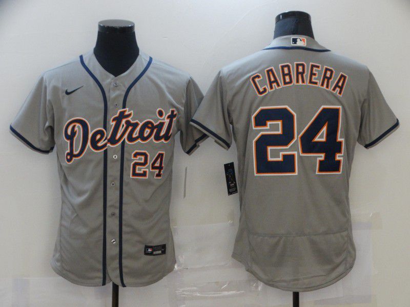 Men Detroit Tigers #24 Cabrera Grey Elite 2021 Nike MLB Jersey